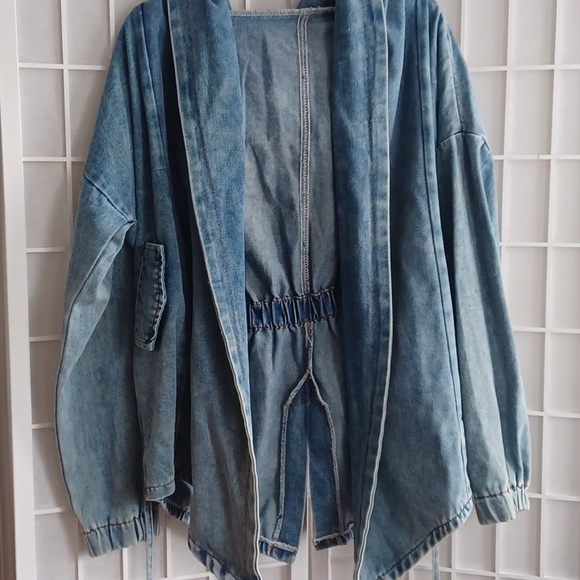 Denim Casual Parka Jacket With Hoodie - Picture 11 of 14